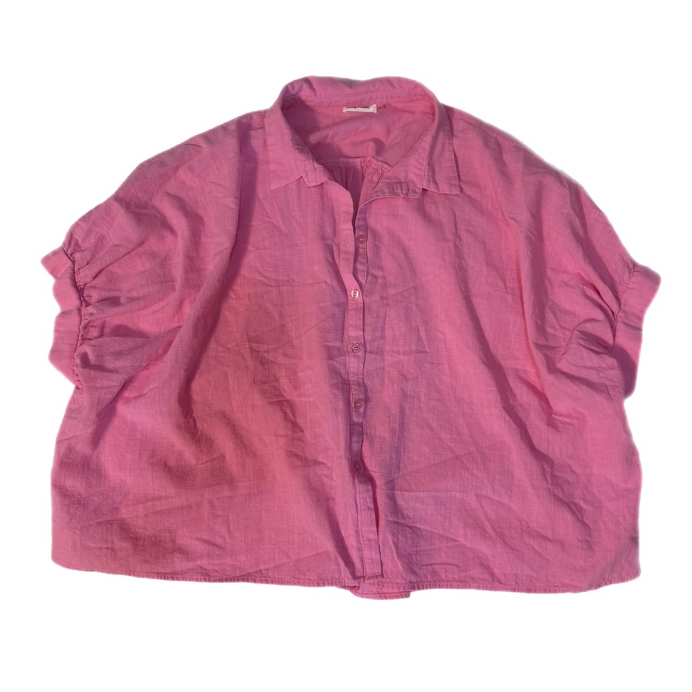 Day + Moon Womens Pink Oversized Button Down Shirt Size Medium Flowy